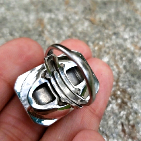 Art Deco Onyx Marcasite Cab Sterling Silver Ring - Picture 7 of 7